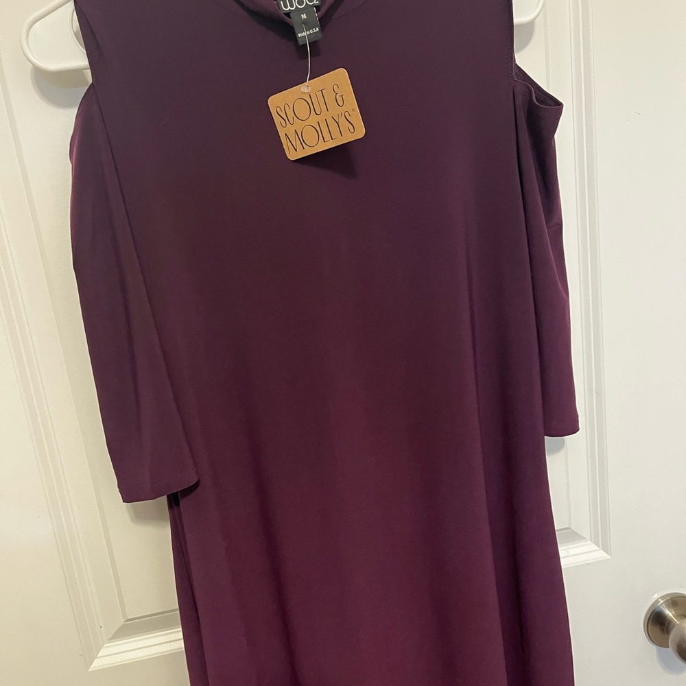 Scout and Molly Dress - Mock Neck Dress in Medium- Eggplant- NWT - Picture 1 of 8